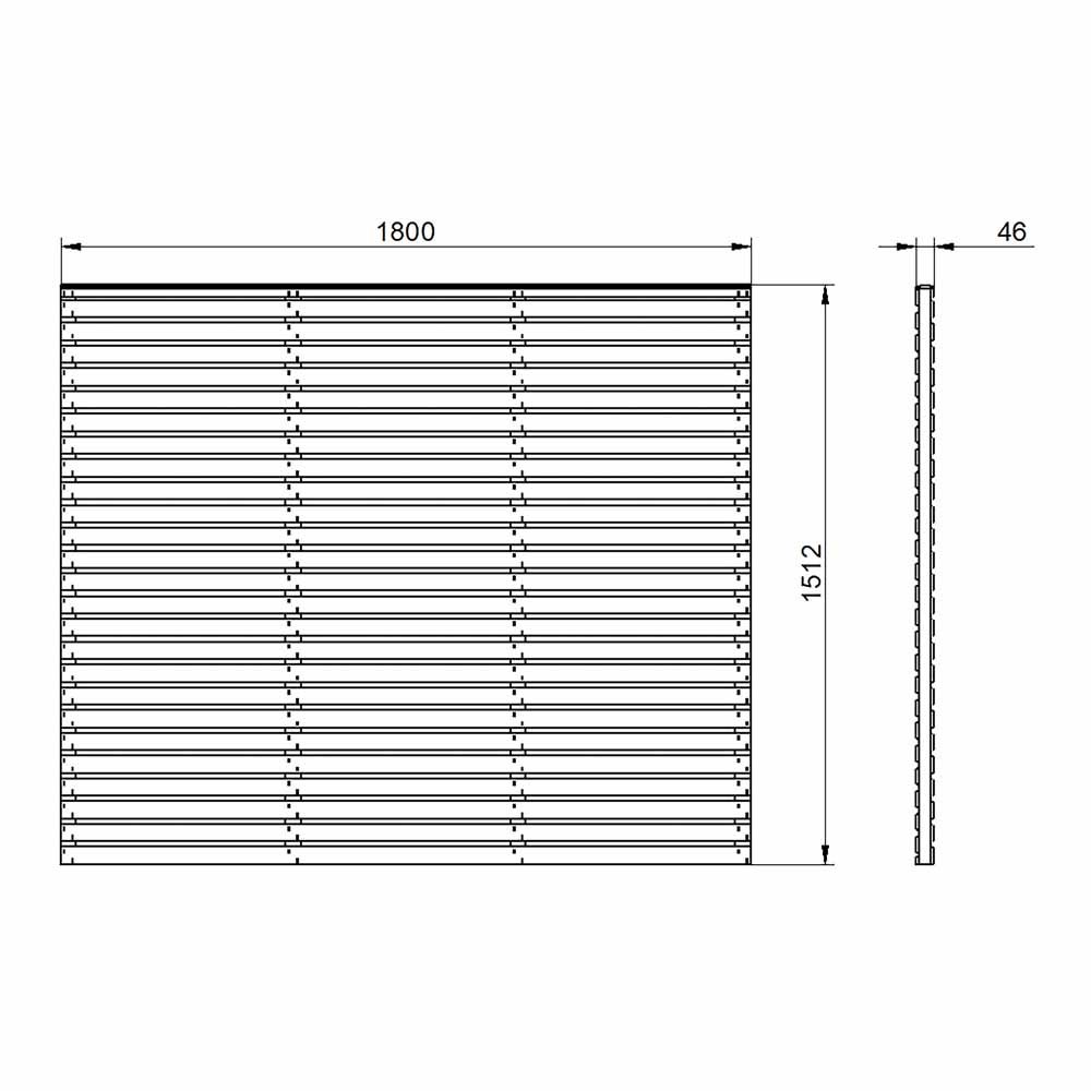 Forest Garden 6 x 5ft Pressure Treated Contemporary Double Slatted Fence Panel Image 4