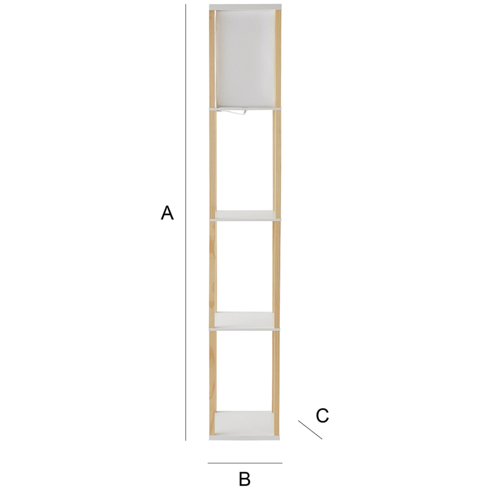 ValueLights Struttura 3 Shelf Fabric Shade Oak Shelving Unit Floor Lamp Image 8
