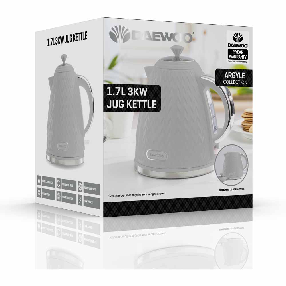 Daewoo Grey 1.7L Argyle Kettle 3KW Wilko