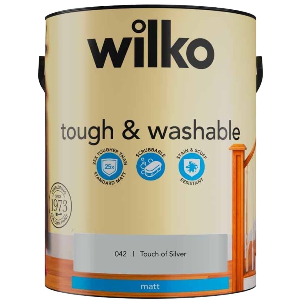 Wilko Tough & Washable Touch of Silver Emulsion Paint 5L Image 2