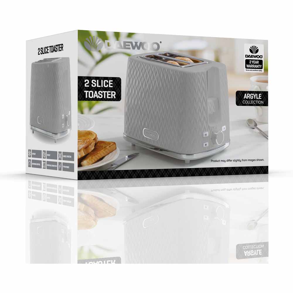 Daewoo Grey Argyle 2 Slice Toaster Image 5