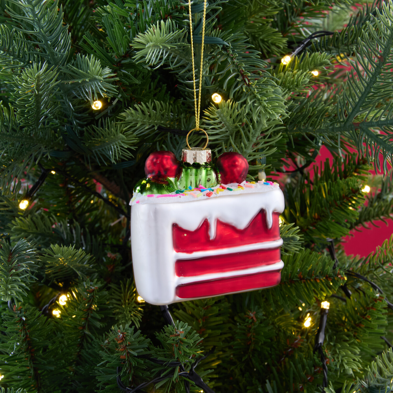 Glass Cake Tree DecorationRed Image 3