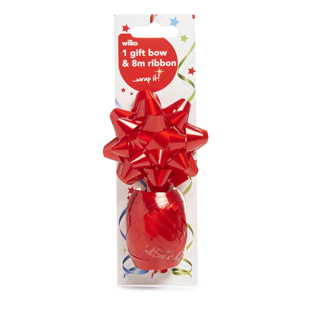 Wilko Foil Ribbon and Bow Pack Red Image