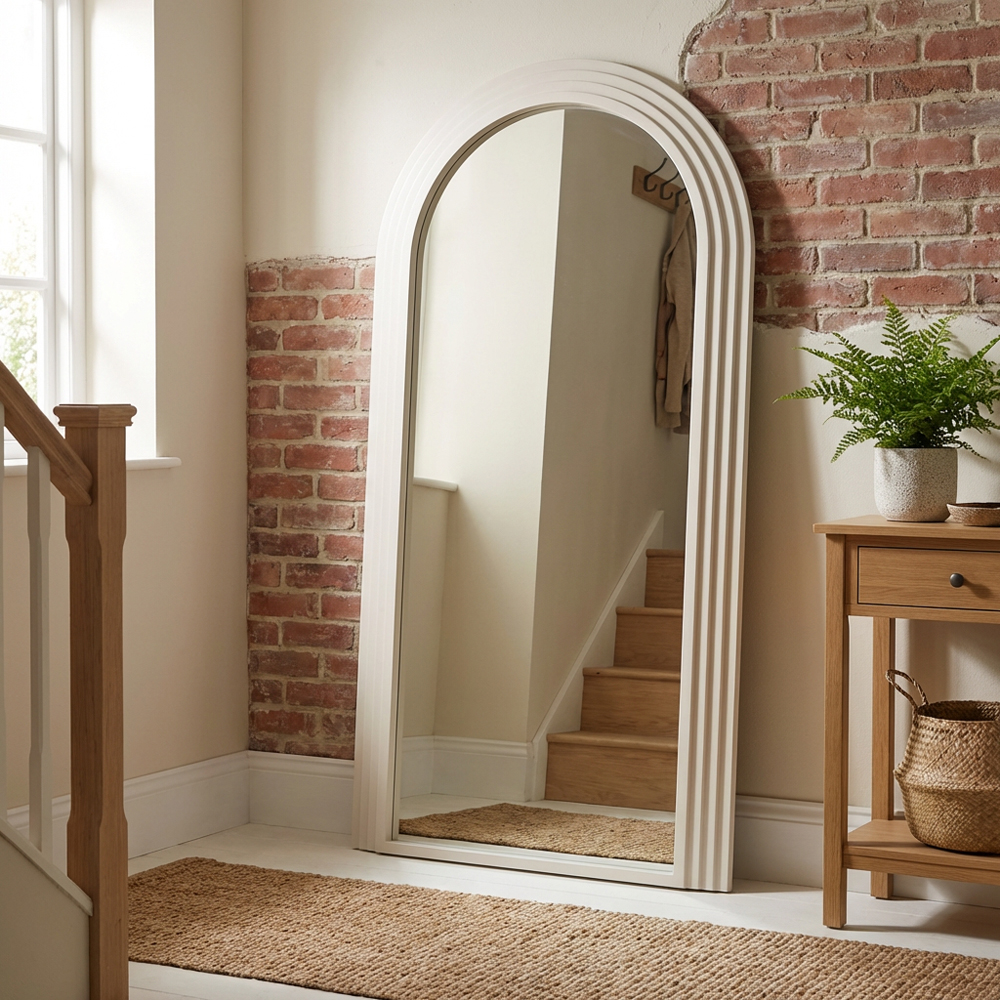 Evie 180 x 80cm Cream Ridged Arch Lean To Mirror Image 5