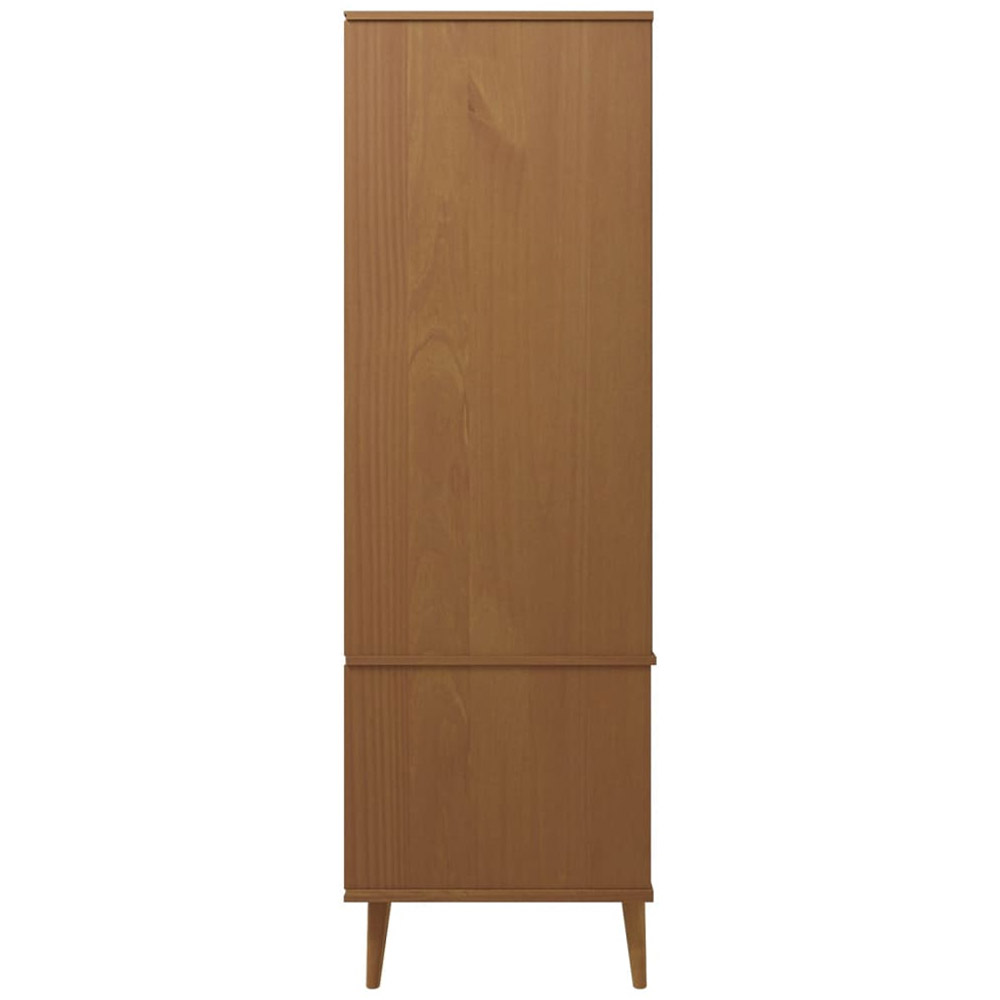 vidaXL Molde 2 Door 2 Drawer Brown Solid Wood Pine Wardrobe Image 6