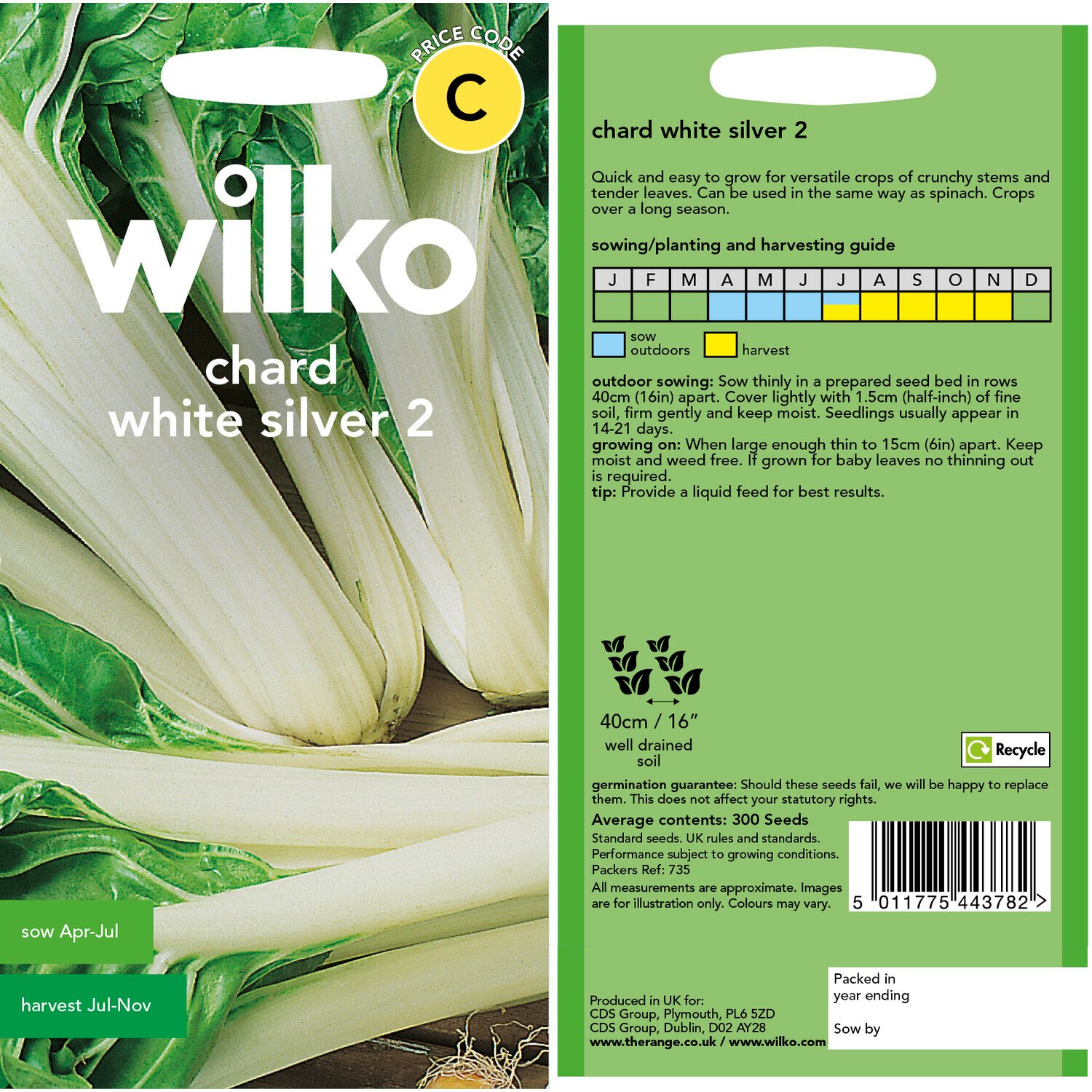 Wilko Chard White Silver Seeds Image 3