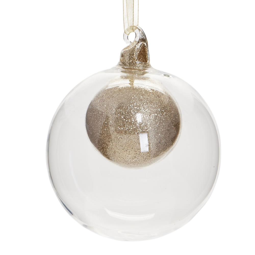 Wilko Midnight Magic Bauble Inside a Glass Christmas Bauble Image 1