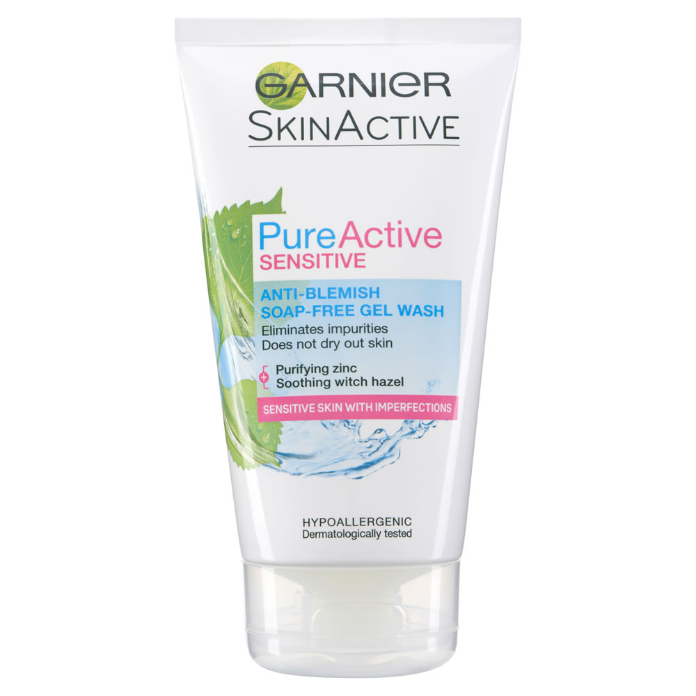 Garnier Pure Active Sensitive Anti Blemish Soap Free Face Wash 150ml Image 1
