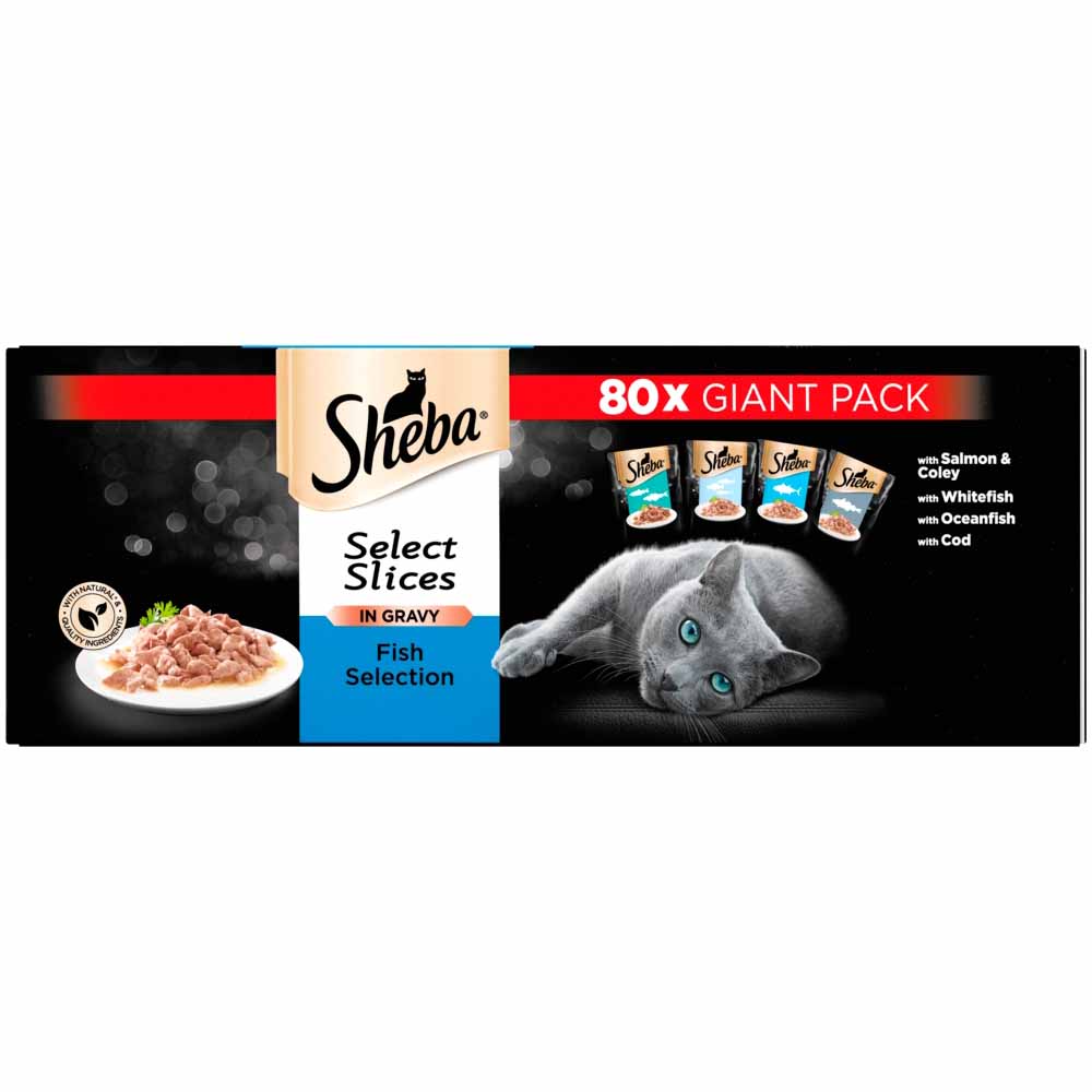 Sheba Select Fish Collection in Gravy Cat Food Pouches 80x85g Wilko