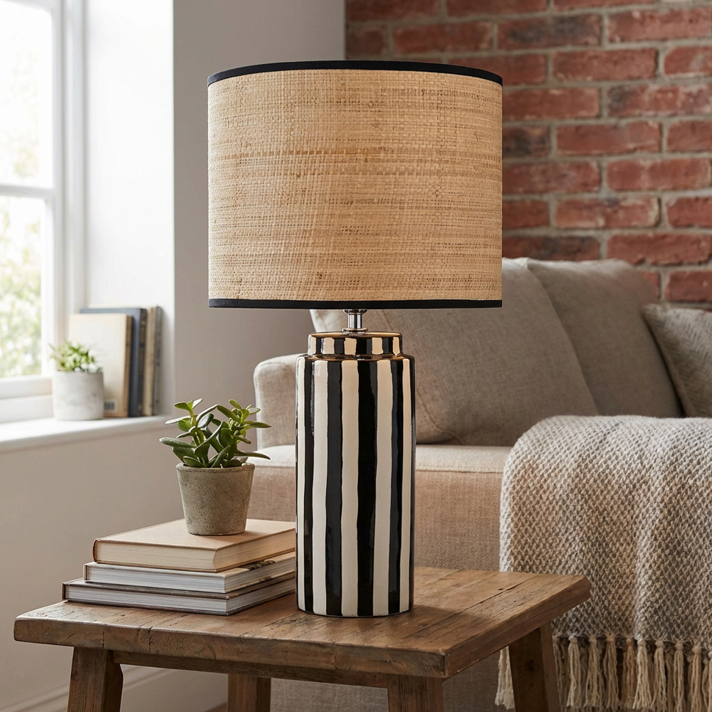 Daleyza Table Lamp - Black, White and Natural Image 2