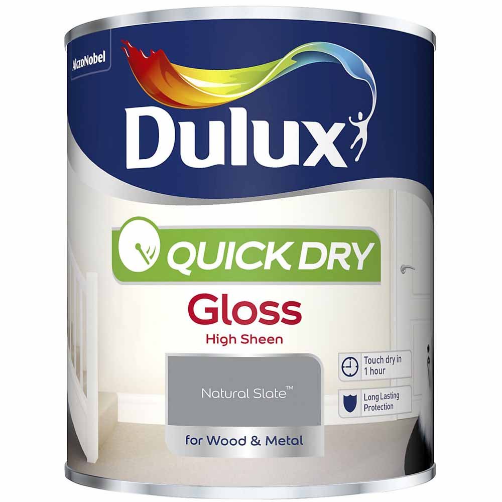 Dulux Quick Drying Natural Slate Gloss Paint 750ml Image 2