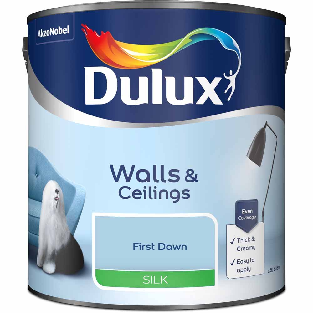 Dulux Walls & Ceilings First Dawn Silk Emulsion Paint 2.5L Image 2