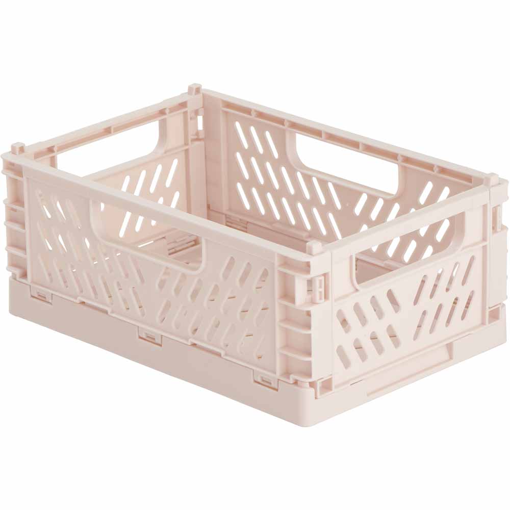 Wilko Small Pink Folding Crate Wilko