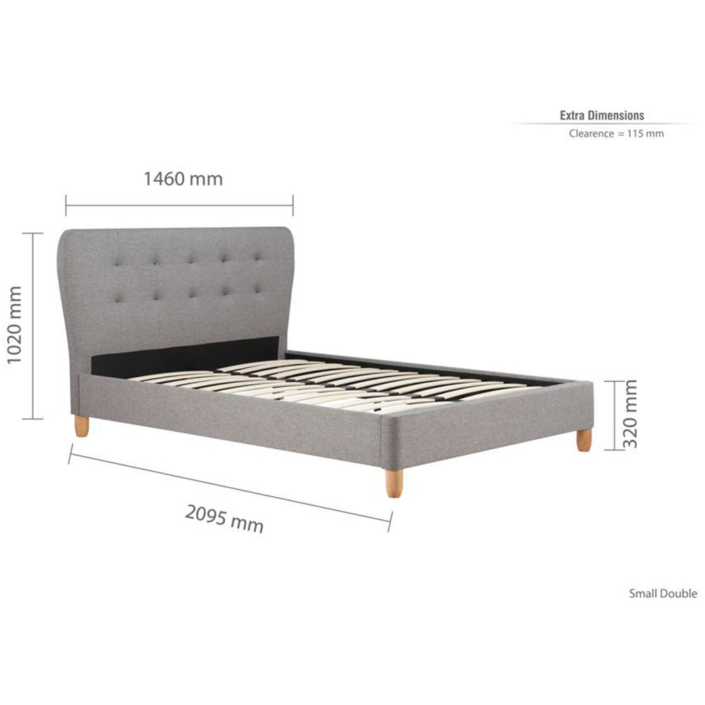 Stockholm Small Double Grey Fabric Bed Image 9