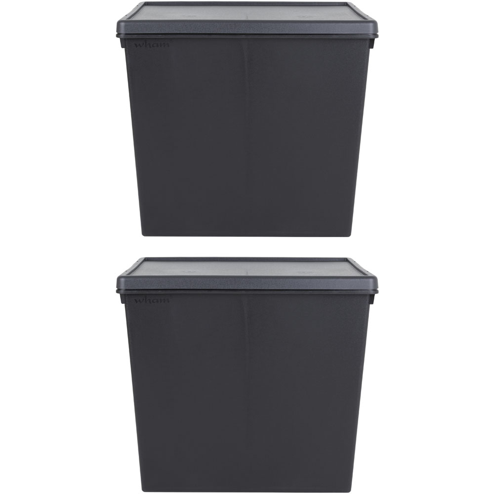 Wham 154L Black Bam Storage Box with Lid 2 Pack Image 1