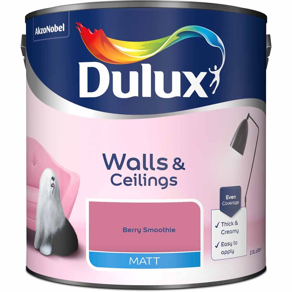 Dulux Walls & Ceilings Berry Smoothie Matt Emulsion Paint 2.5L Image 2