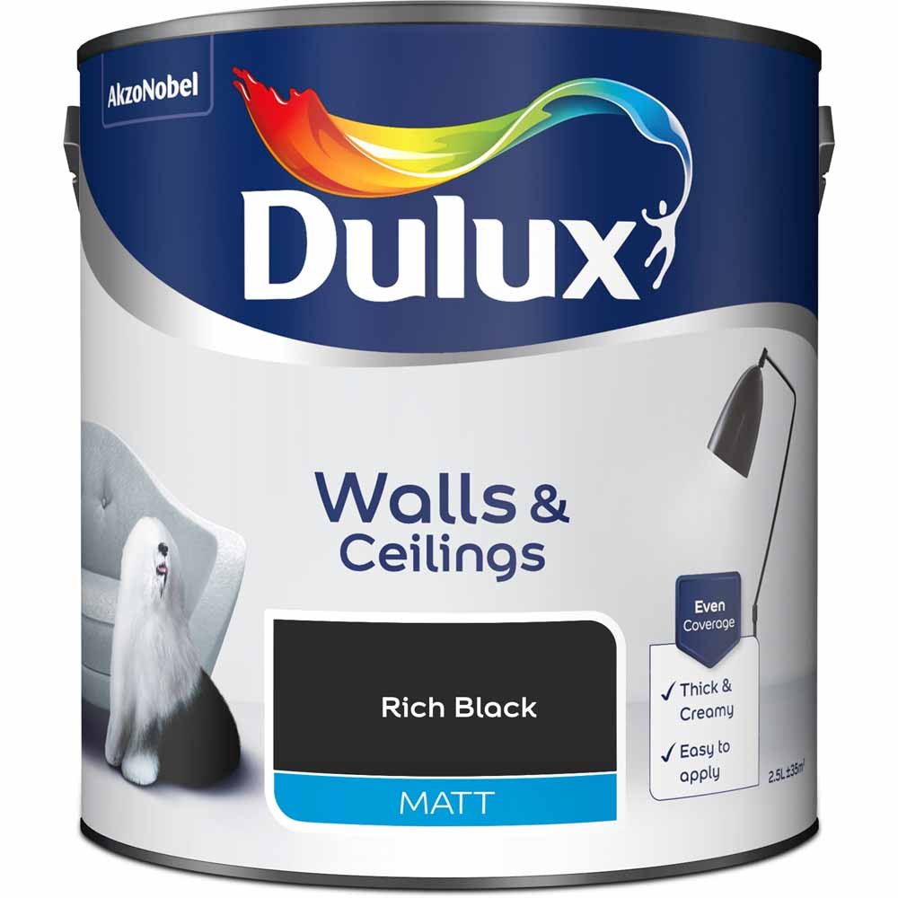 Dulux Rich Black Matt Emulsion Paint 2.5L Image 2
