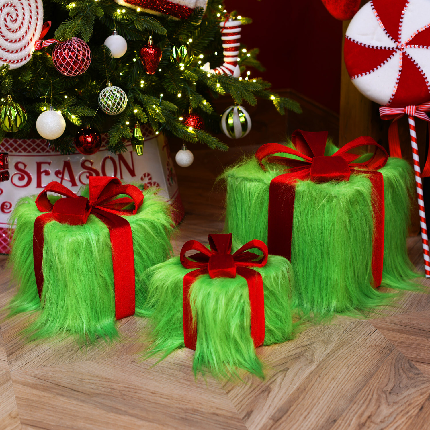 Set of 3 Grumble Fur Presents Green Image 2