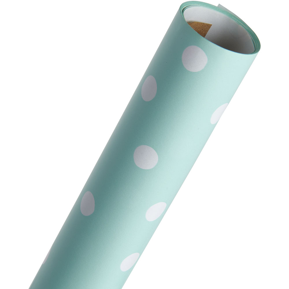Wilko 3m Polka Dot Blue Roll Wrap Image 3