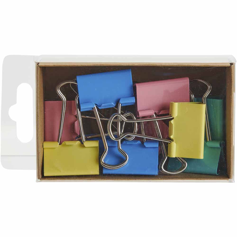 Wilko Binder Clips Coloured Large 10pk Wilko
