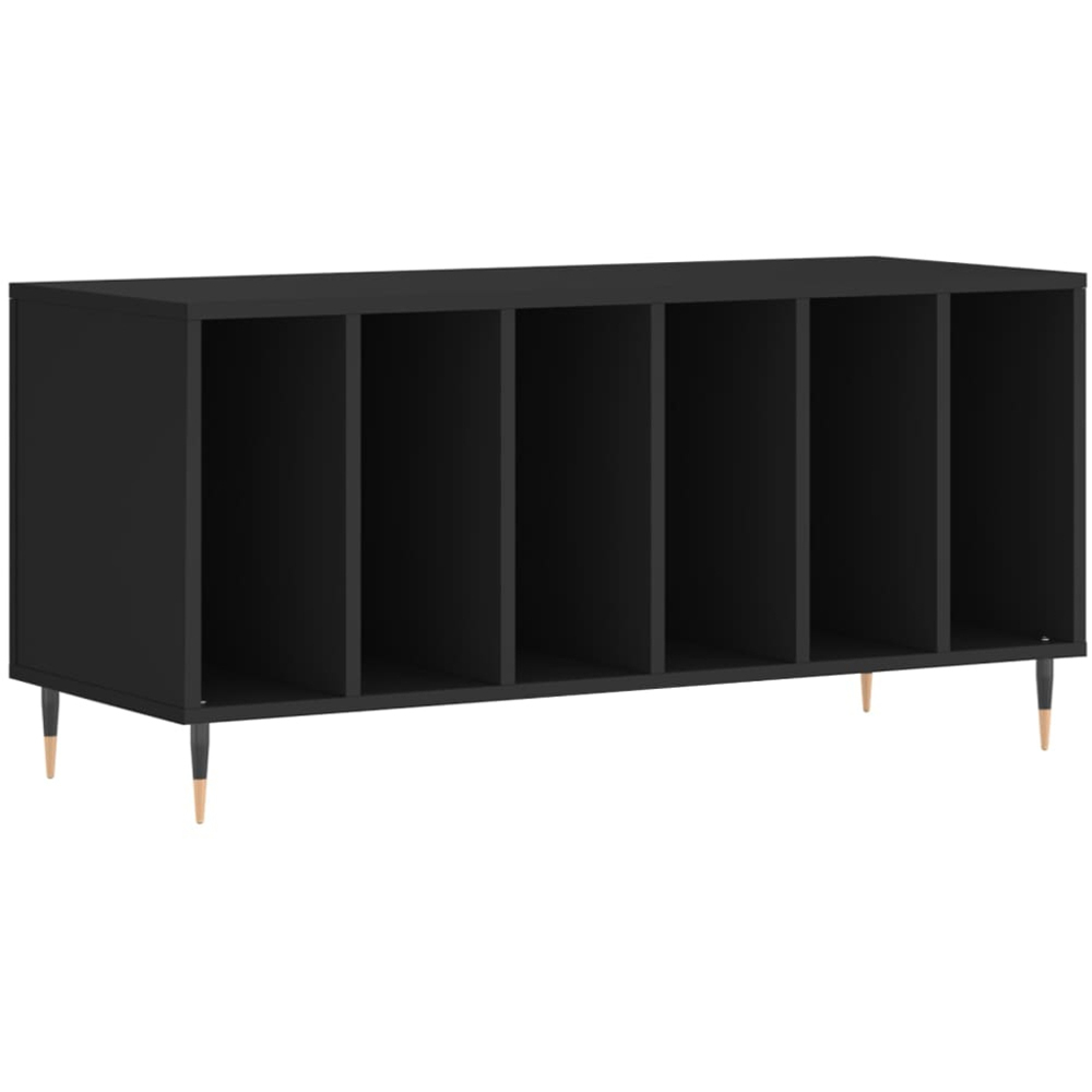 vidaXL 6 Shelf Black Record Cabinet Image 2