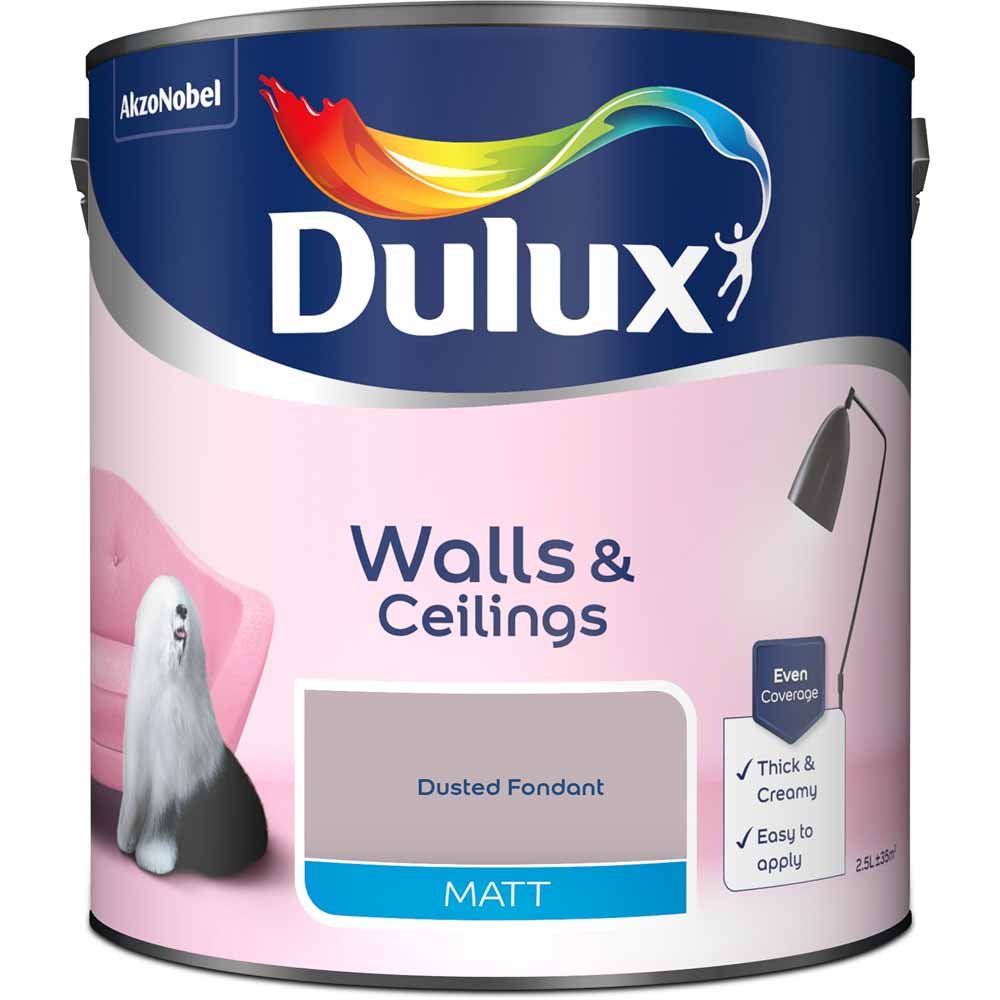 Dulux Walls & Ceilings Dusted Fondant Matt Emulsion Paint 2.5L Image 2