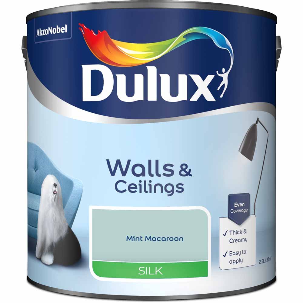 Dulux Walls & Ceilings Mint Macaroon Silk Emulsion Paint 2.5L Image 2