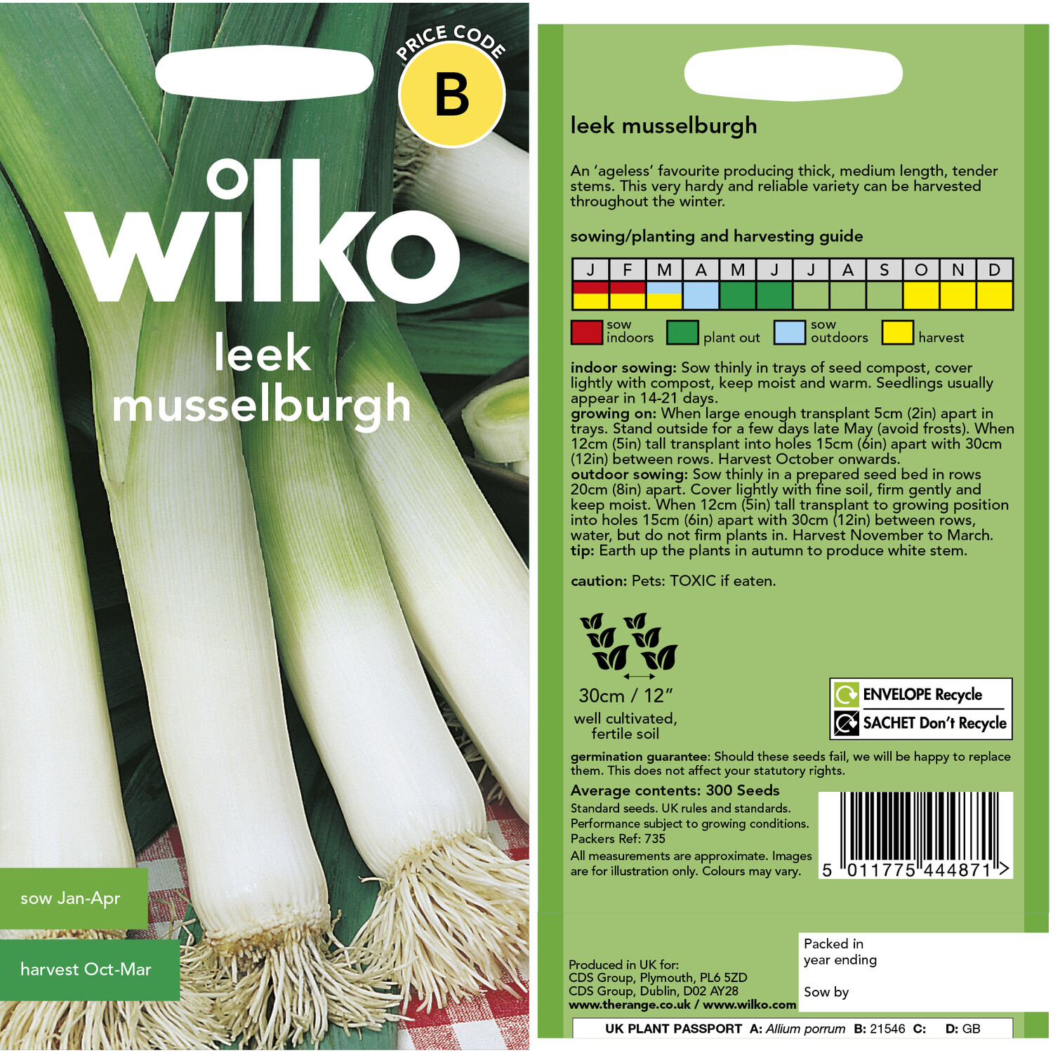 Wilko Leek Musselburgh Seeds Image 3