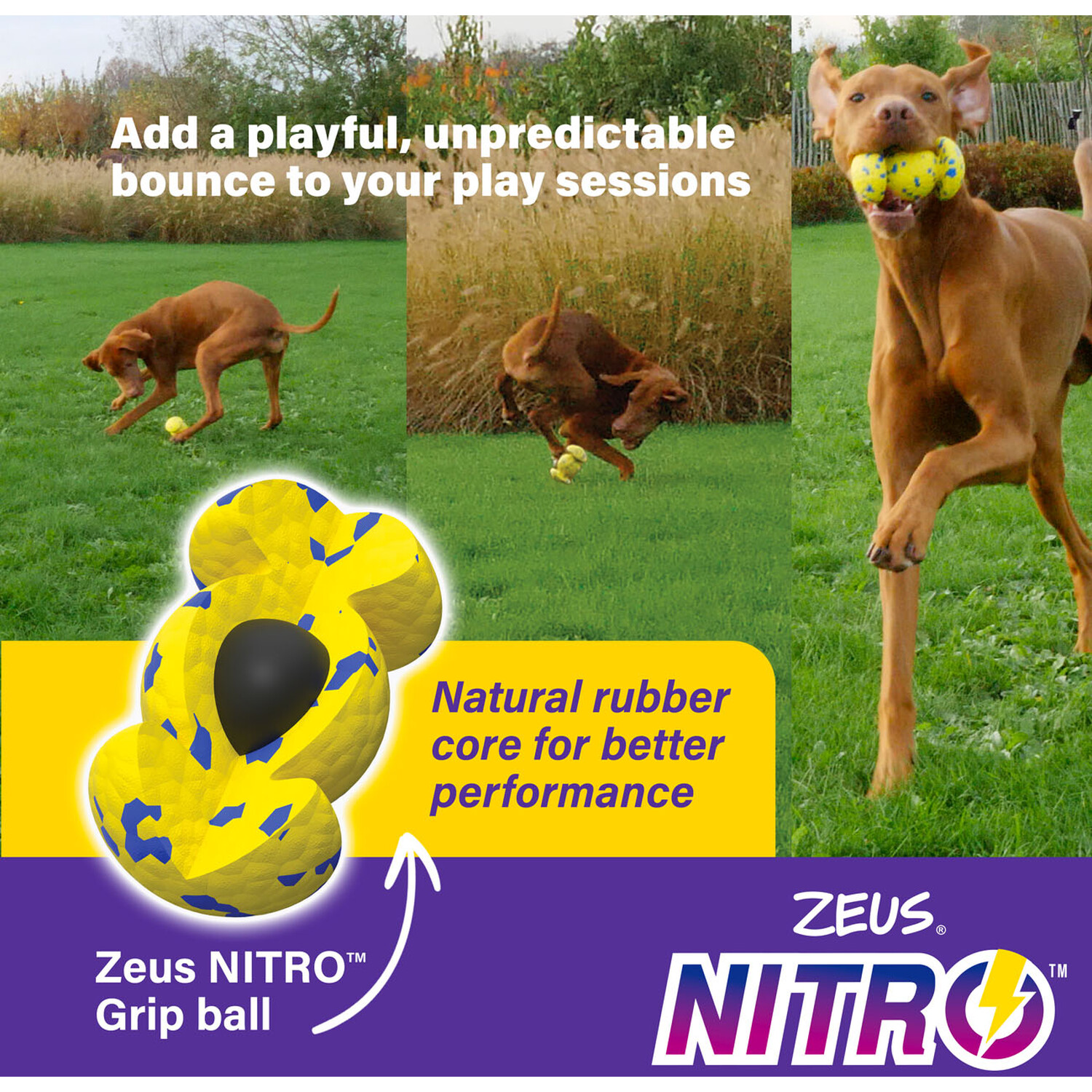 Zeus Nitro Weighted Grip Ball Dog Toy Yellow Image 3