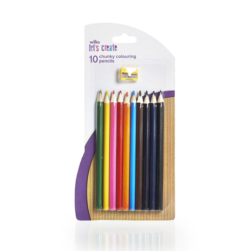 Wilko Chunky Pencils with Sharpener 10 pack Image