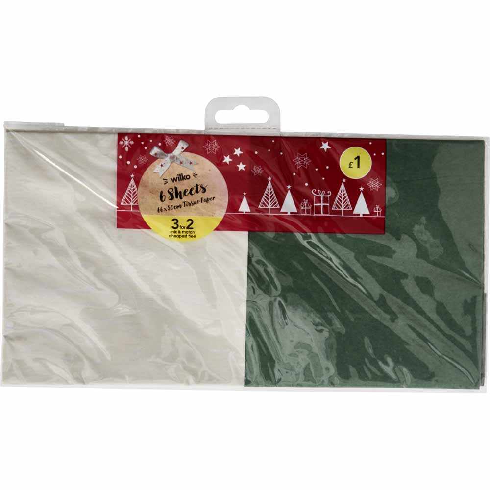 Wilko Midwinter Christmas Tissue Paper 6 pack Image 1