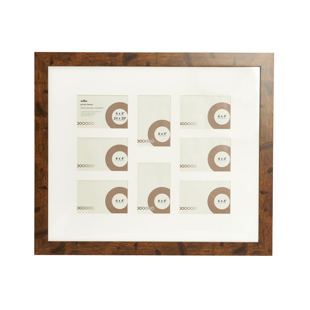 Wilko 8 Multi Aperture Wood Effect Photo Frame 24 x 20 Inch Wilko