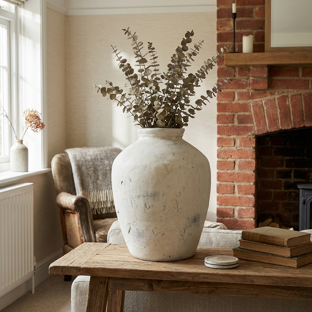 Amara White Large Textured Vase 34cm Image 6