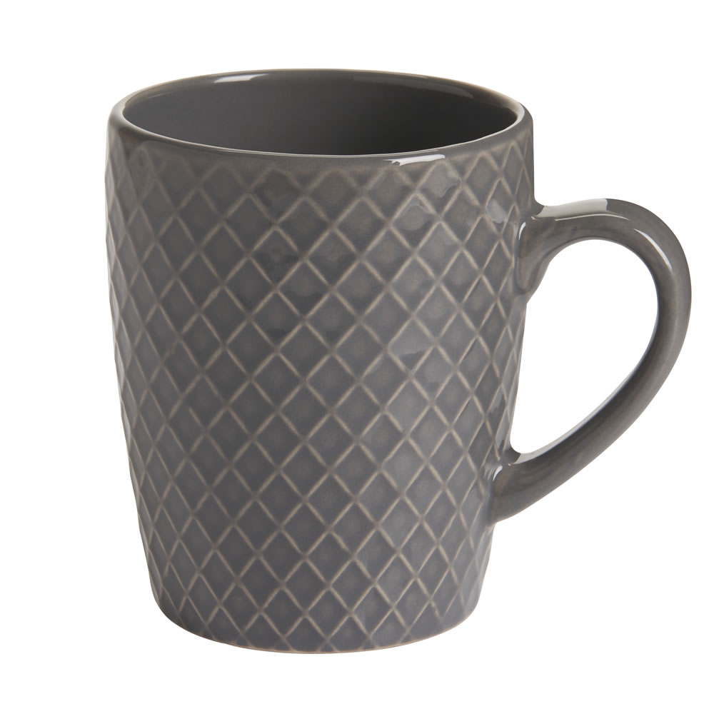 Wilko Dark Grey Chequer Mug Image 1