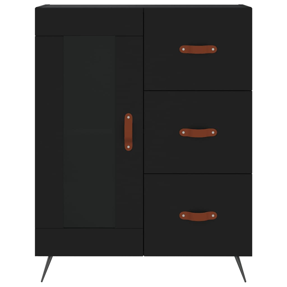 vidaXL 3 Glass Door 3 Drawer Black Highboard Image 8