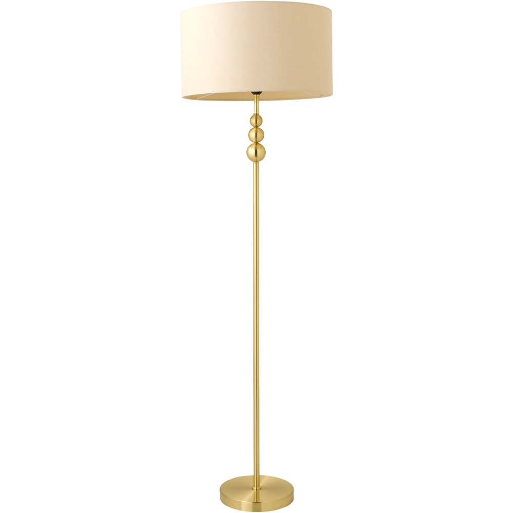 ValueLights Marissa Reni Cream Shade and Gold Ball LED Floor Lamp Image 1