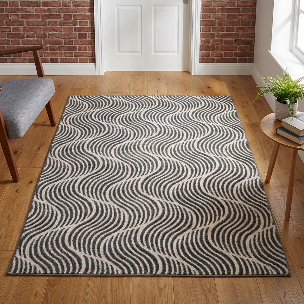 Boutique Swirl Rug Black and Cream 170cm Image 4