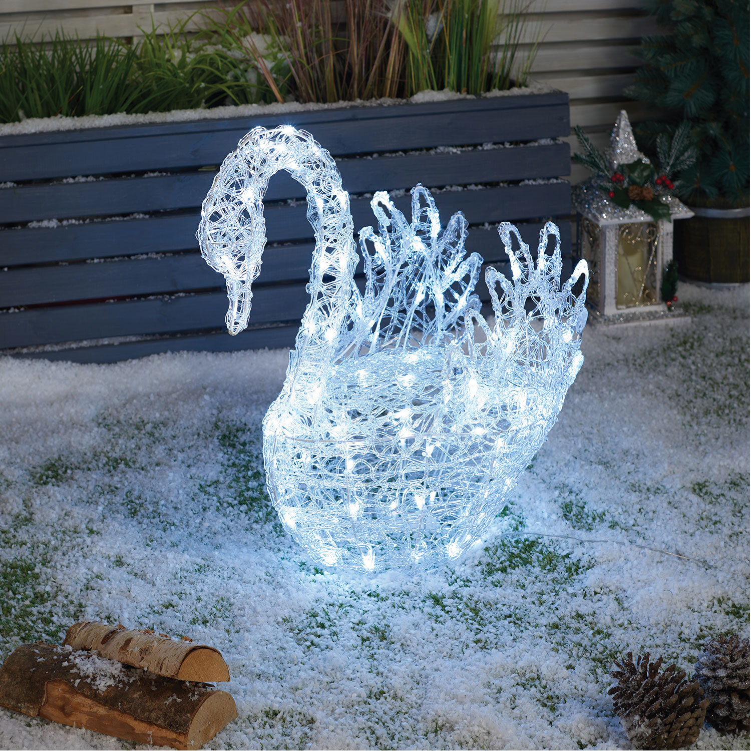 Fantasy 120 LED Acrylic Swan Image 1