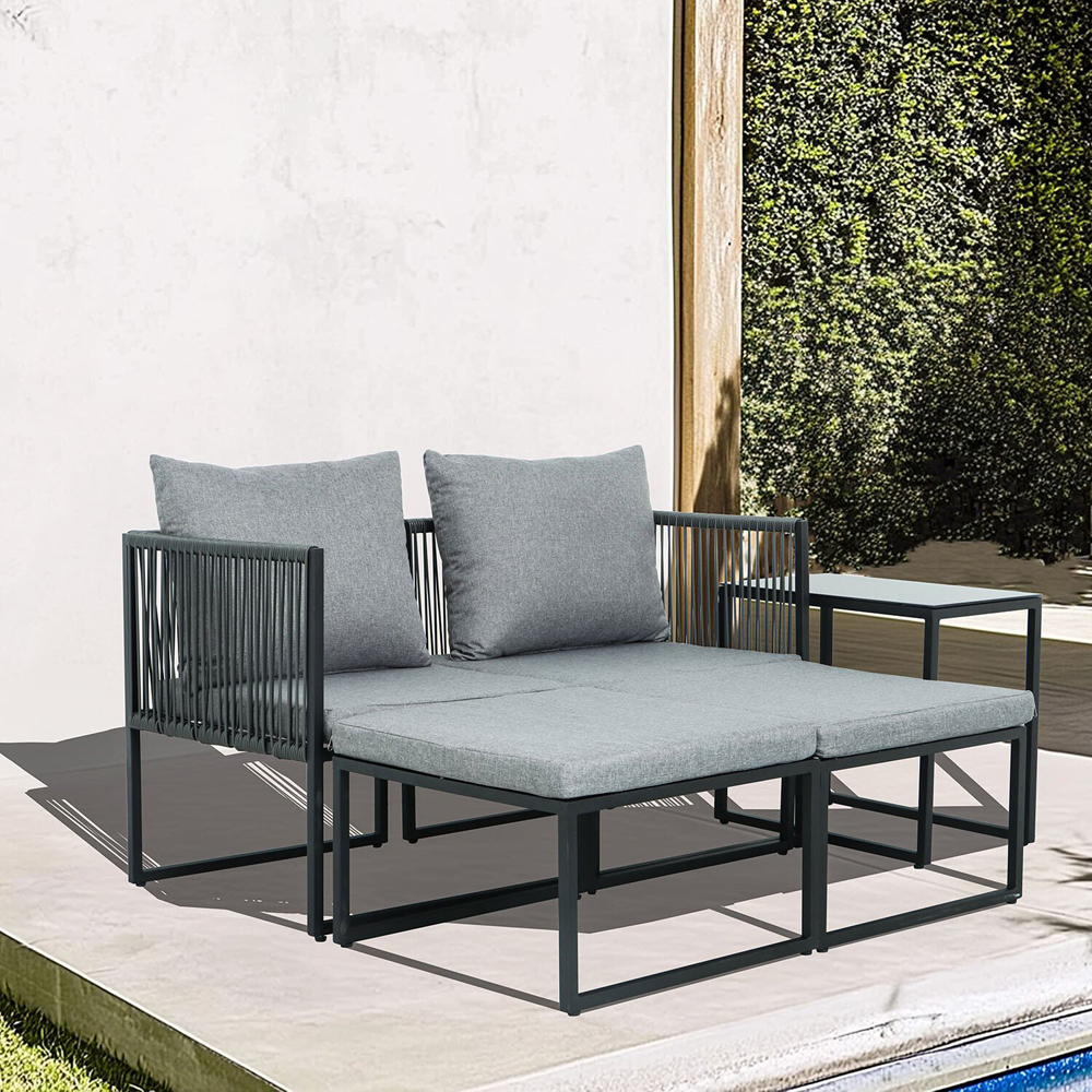 5 Piece Layla Metal Sofa Set - Grey Image 5