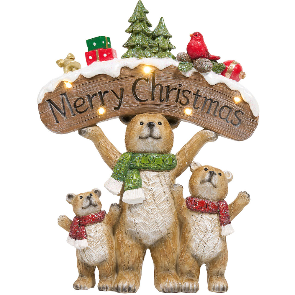 Light Up Merry Christmas Bear Family Ornament Image 3