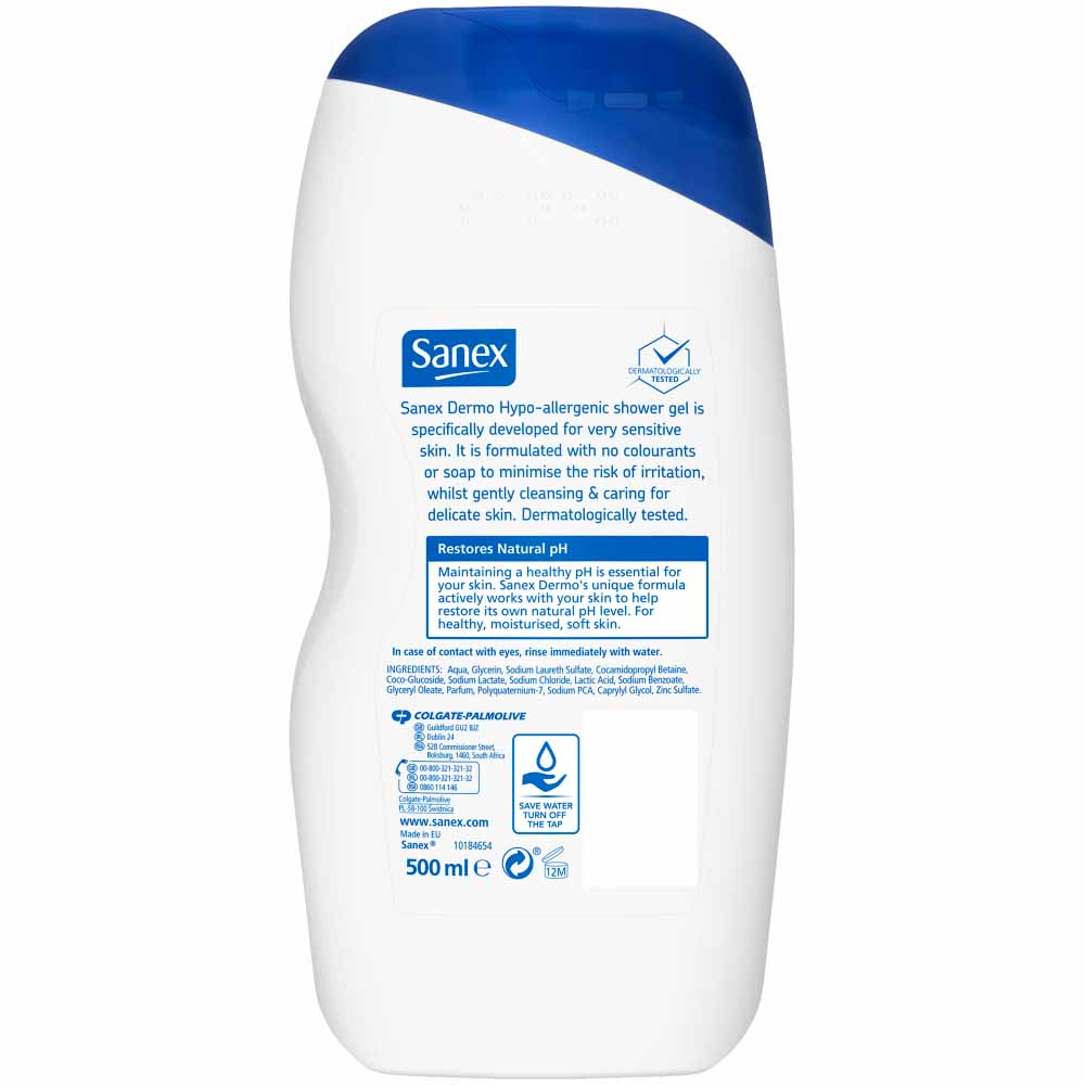 Sanex Hypoallergenic Shower Gel for Very Sensitive Skin 500ml Wilko