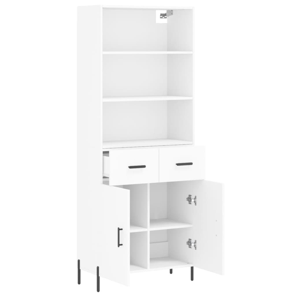 vidaXL 2 Door 2 Drawer 3 Shelf White Highboard Image 4