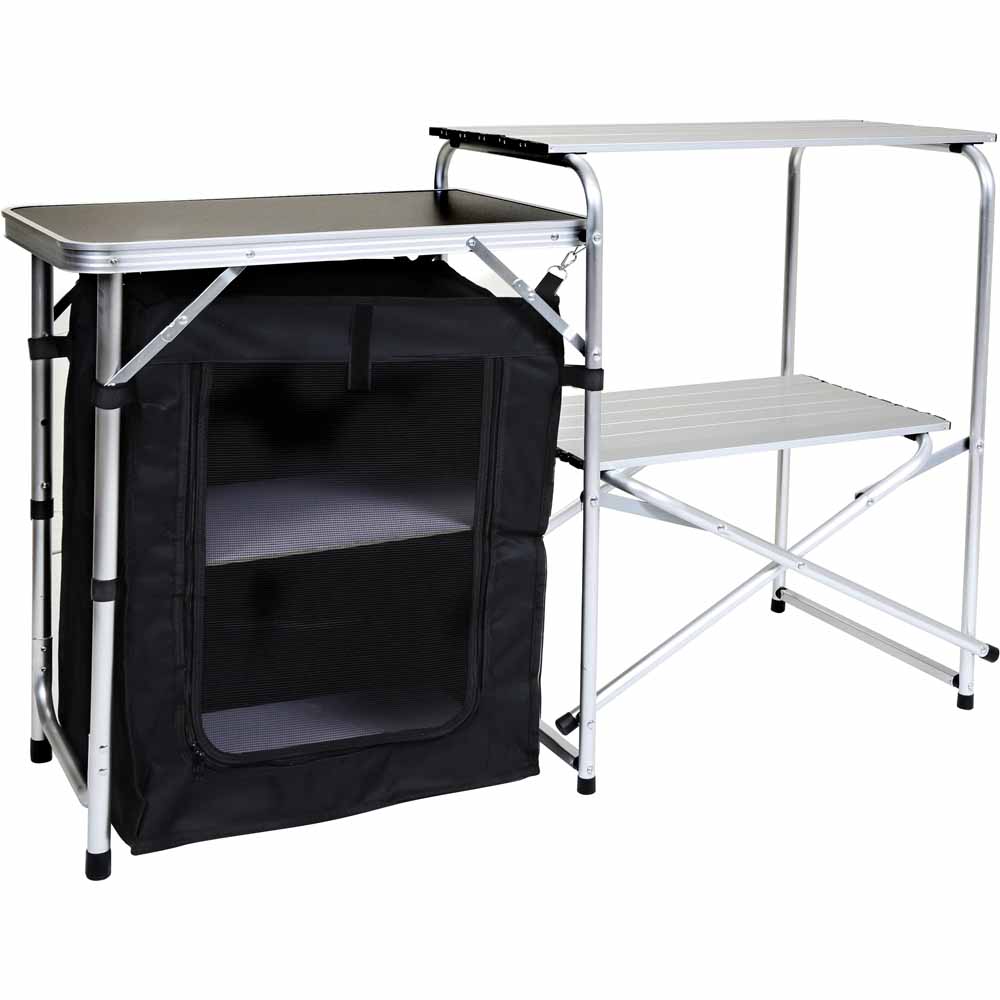 Charles Bentley Folding Camping Stand With Storage Unit Black Image 1
