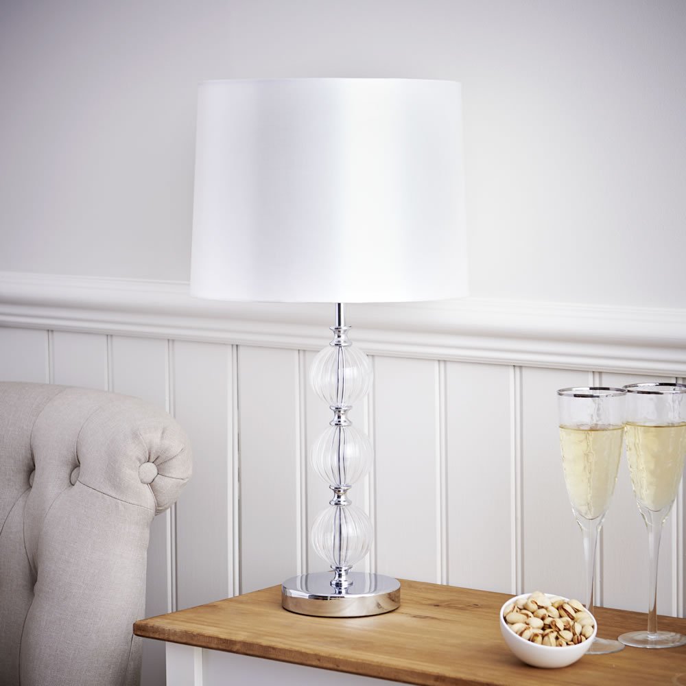 Wilko Parchment Glass Ball Detail Table Lamp Image 5