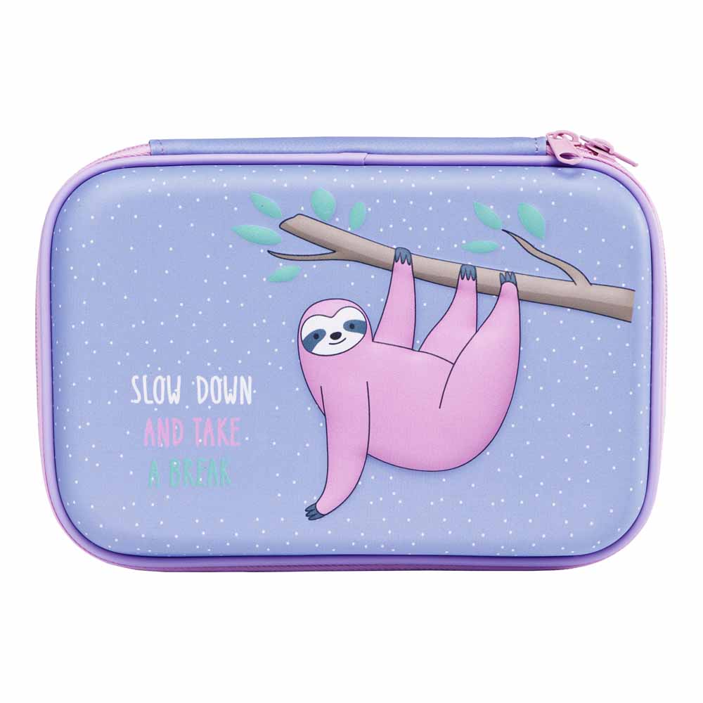 Wilko Hard Pencil Case with Sloth Character Image