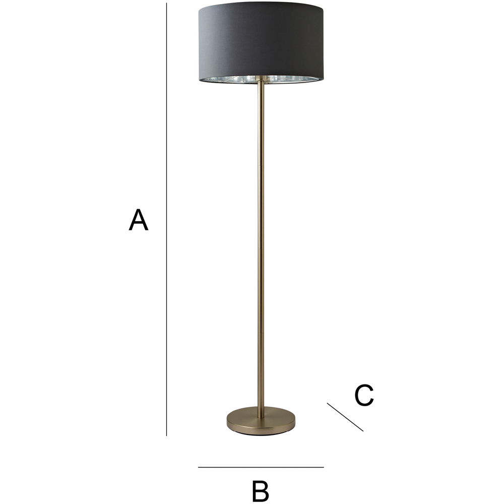 ValueLights Charlie Charcoal and Metallic Shade Chrome Floor Lamp and Bulb Image 8