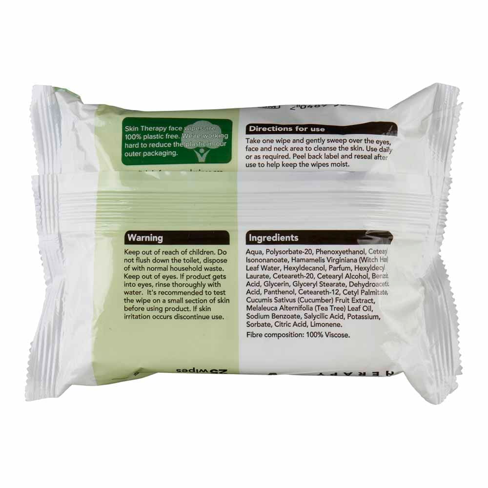 Skin Therapy Plastic Free Tea Tree Face Wipes 25 pack Image 3