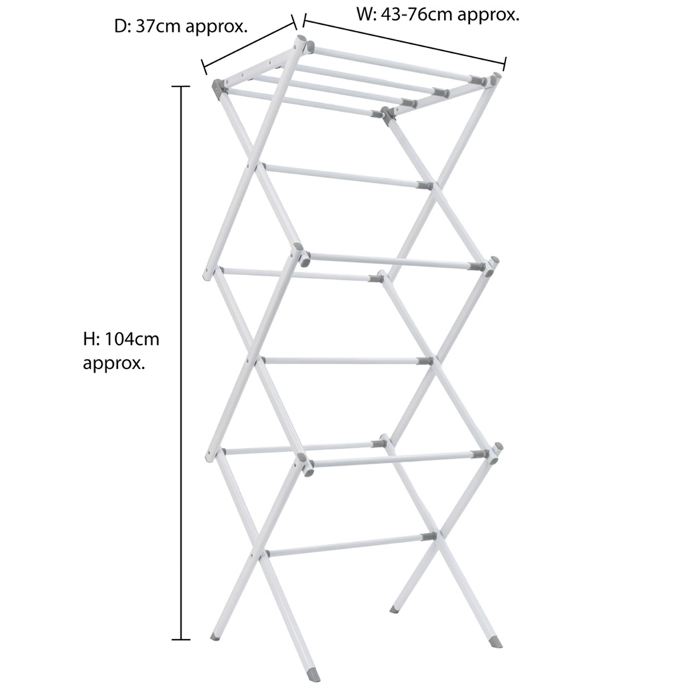JVL 3-Tier White Extendable Concertina Clothes Airer 8m Image 9