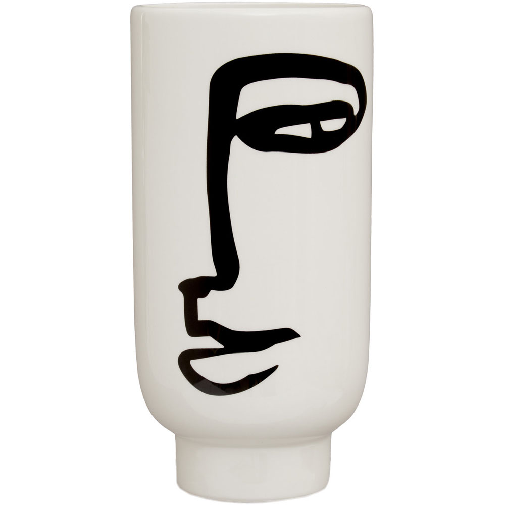 Premier Housewares White Fabia Face Ceramic Vase Large Image 1