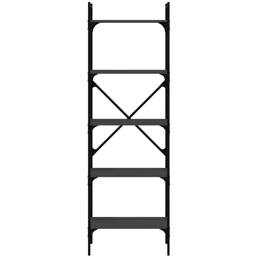 vidaXL 5 Shelf Black Industrial Style Bookcase Image 4